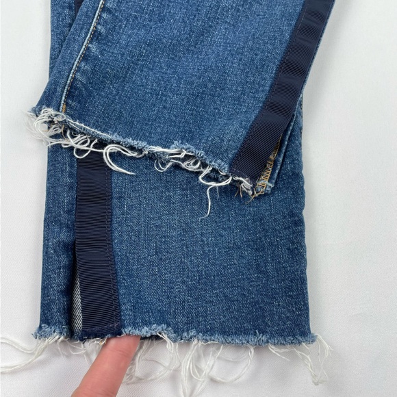 Halogen Jeans Straight Crop Womens Size 30x23” Frayed Ankle Embroidered Denim - Picture 5 of 14